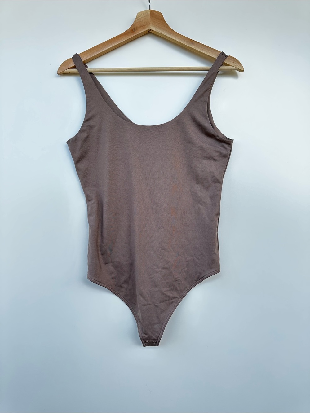 Abercrombie & Fitch Soft A&F Collection Double Layered Thong Bodysuit Taupe M